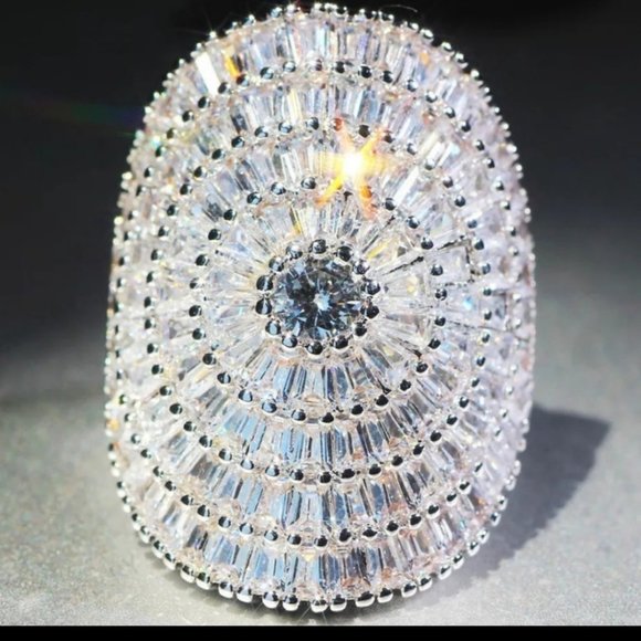 *NEW 925 Silver Shining Huge 21 CT Engagement Ring - Picture 3 of 5